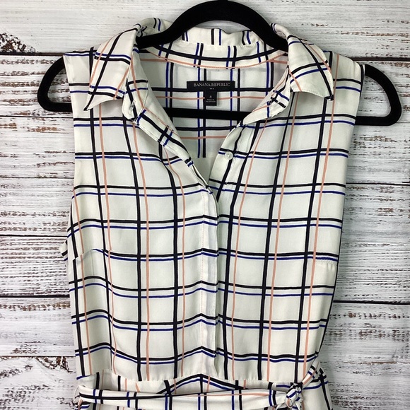 BANANA REPUBLIC SIZE 8 PLAID DRESS SUMMER BEACH VACATION GUC - Picture 5 of 16